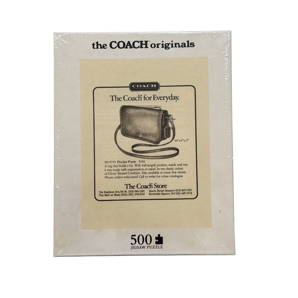 Coach Jigsaw Puzzle 500pc The Coach Originals Vintage Ad Pocket Purse New Sealed